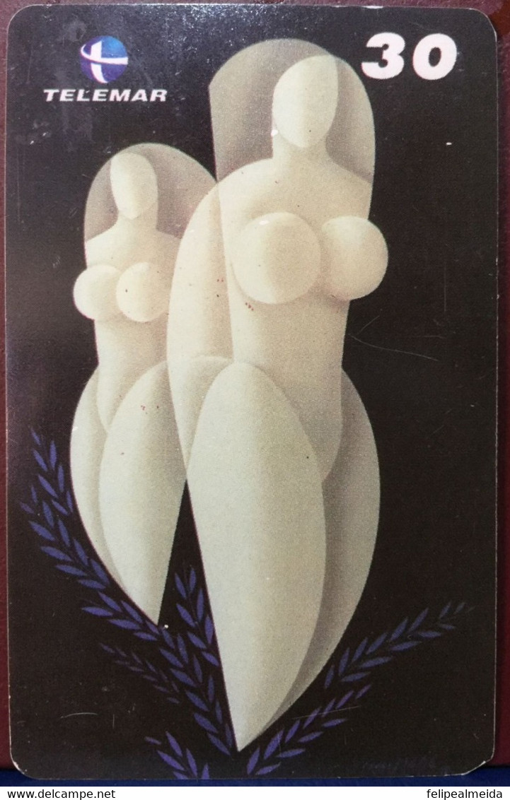 Phone Card Manufactured By Telemar In 2001 - Series: Woman's Shapes - Painting And Text Made By César G. Villela - Peinture