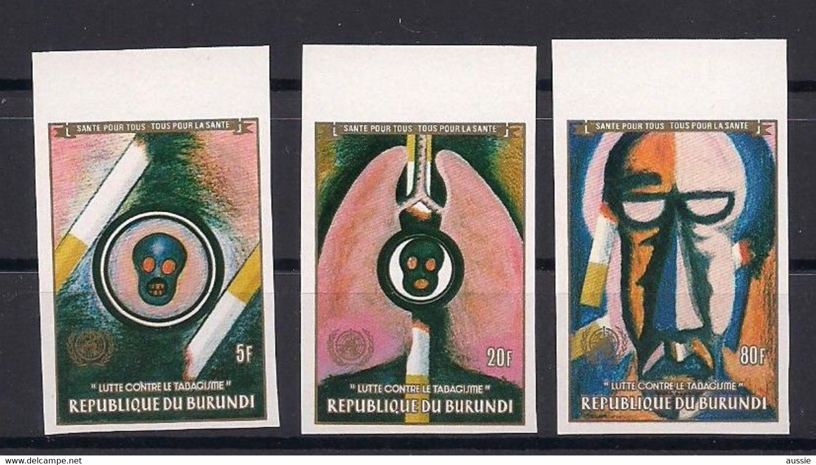 Burundi 1990 OCBn° 963-965 *** MNH Non Dentélé Ongetand Anti Tabak Lutte Contre Le Tabagisme - Unused Stamps