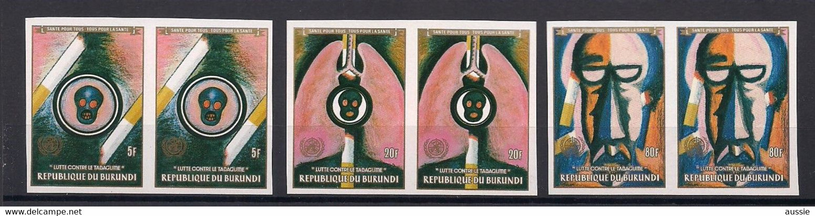 Burundi 1990 OCBn° 963-965 En Paire *** MNH Non Dentélé Ongetand Anti Tabak Lutte Contre Le Tabagisme - Unused Stamps