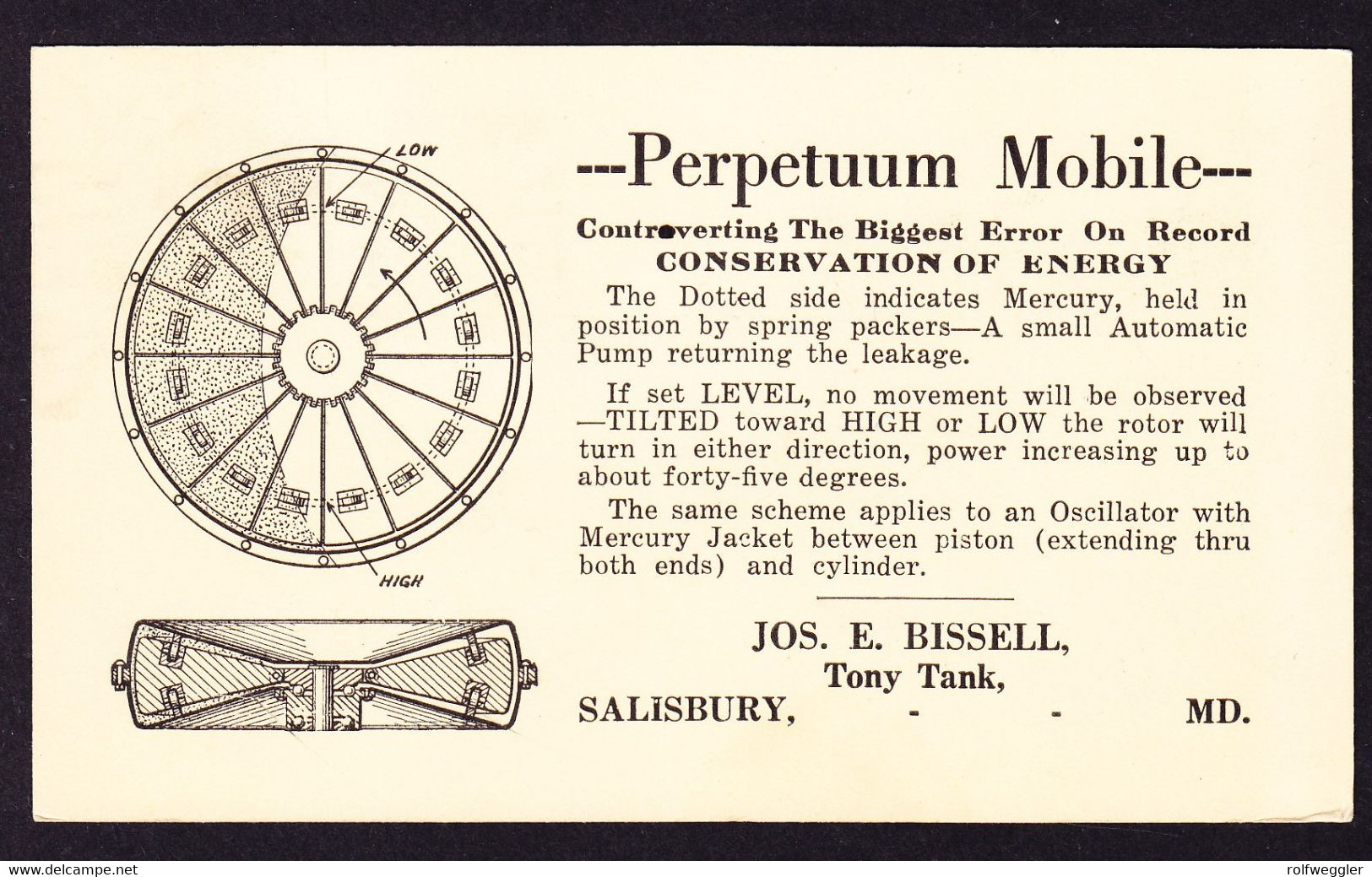 1922 1c GZ Karte Mit Zusatzfrankatur Aus Salisbury An Schweizer Präsident, Bern. Perpetuum Mobile Reklame. - 1921-40