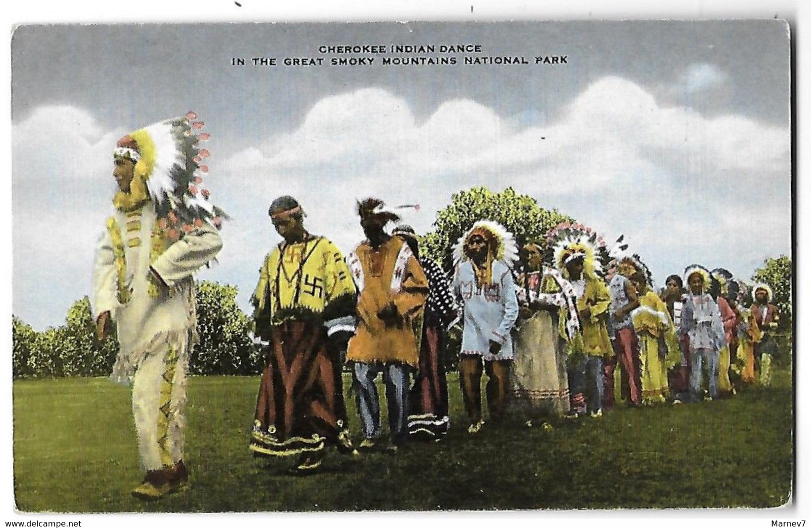 USA Etats-Unis - Carte Postale Danse Indienne - Cherokee Indian Dance - Coiffes Plumes - Great Smoky Mountains Park - Autres & Non Classés