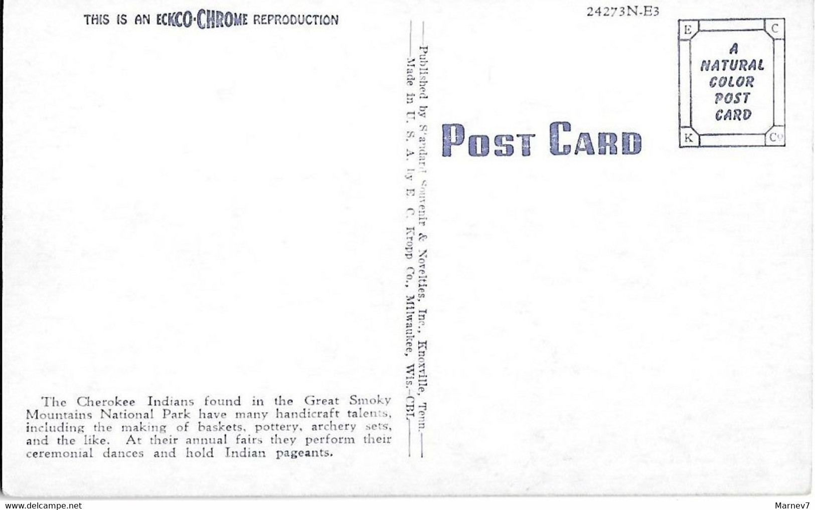 USA Etats-Unis - Carte Postale Danse Indienne - Cherokee Indian Dance - Coiffes Plumes - Great Smoky Mountains Park - Otros & Sin Clasificación