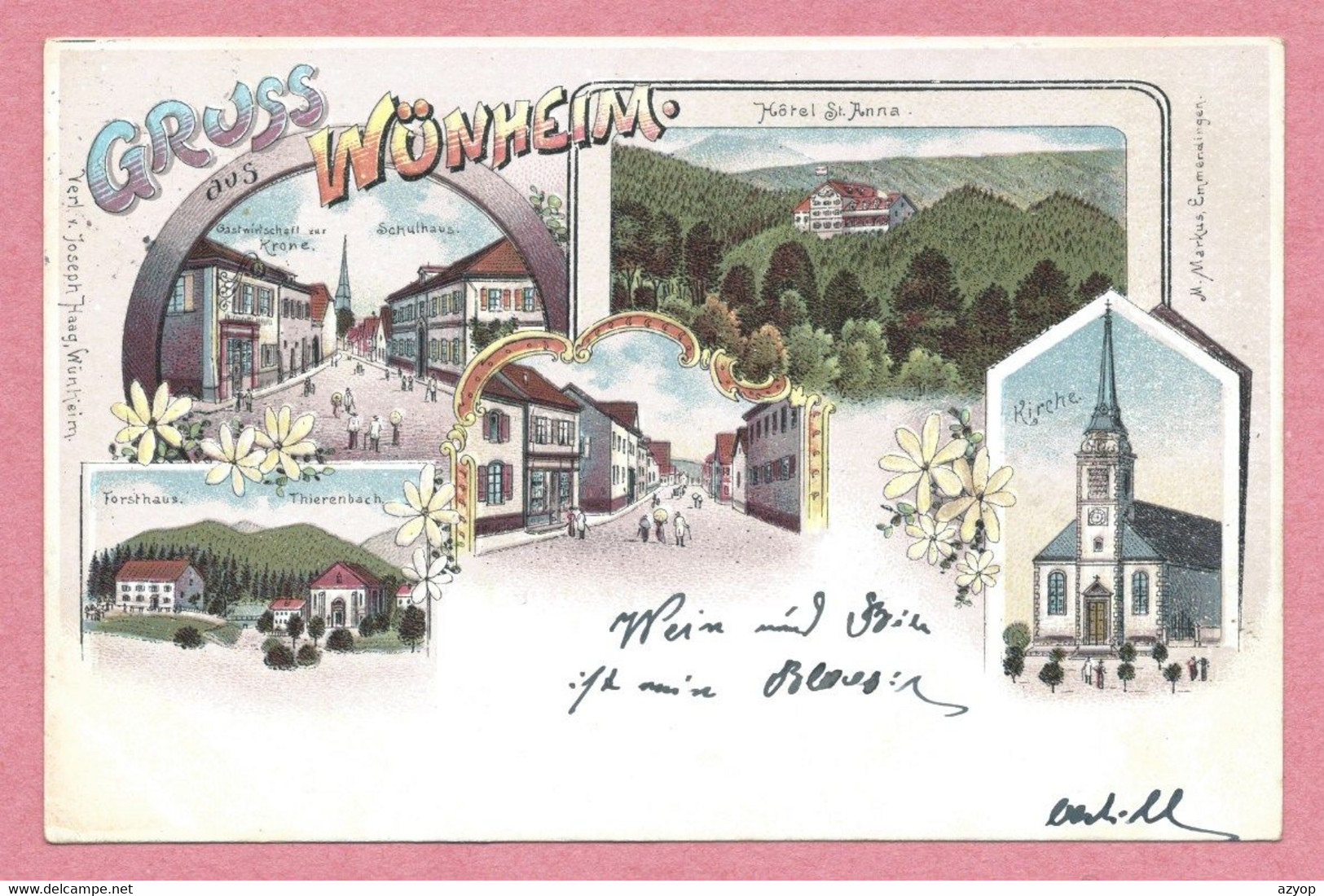 68 - GRUSS Aus WÜNHEIM - WUENHEIM - Litho Couleur Multivues - Gastwirtschaft Zur Krone - THIERENBACH - St ANNA - Other & Unclassified