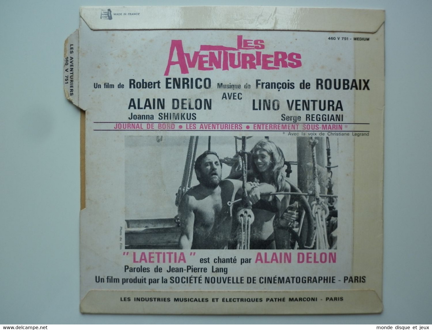 Alain Delon / François De Roubaix 45Tours EP Vinyle BOF Les Aventuriers - 45 T - Maxi-Single