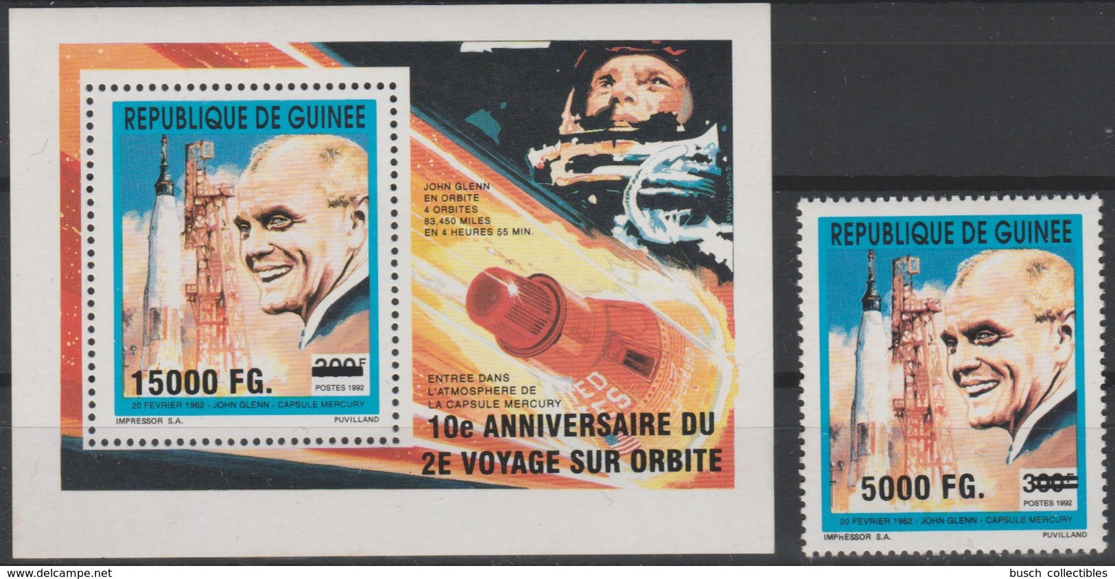 Guinée Guinea 2008 Mi. 6309 Bl. 1646 Surchargé Overprint Espace Raumfahrt Space Mercury John Glenn USA - Afrique