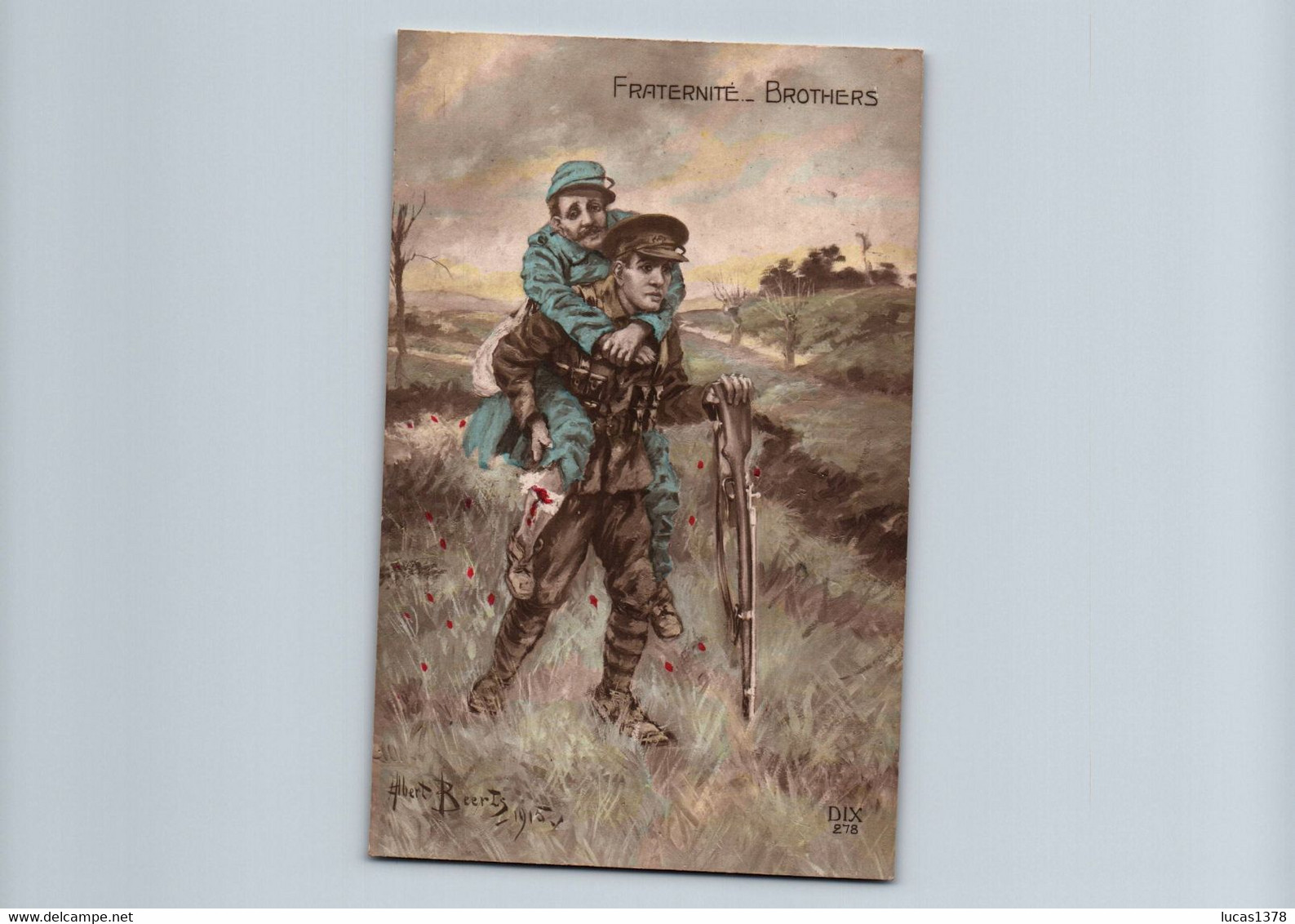 GUERRE 1914-18 - Jolie Carte Fantaisie "FRATERNITÉ - BROTHERS " - Signée ALBERT BEERTS - Beerts, Albert