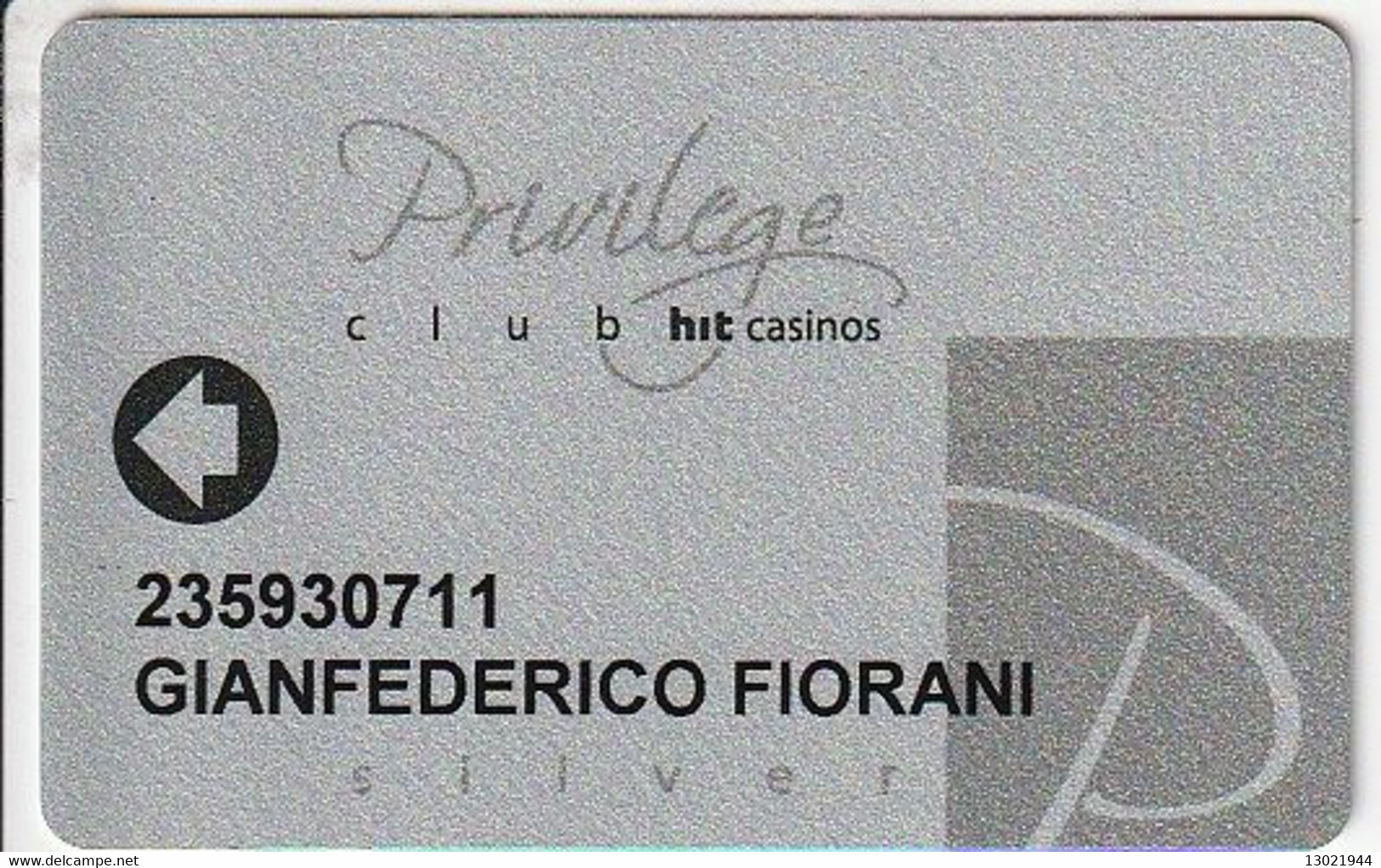 SLOVENIA  KEY CASINO   Club HIT Casinos - Privilege Card - Tarjetas De Casino