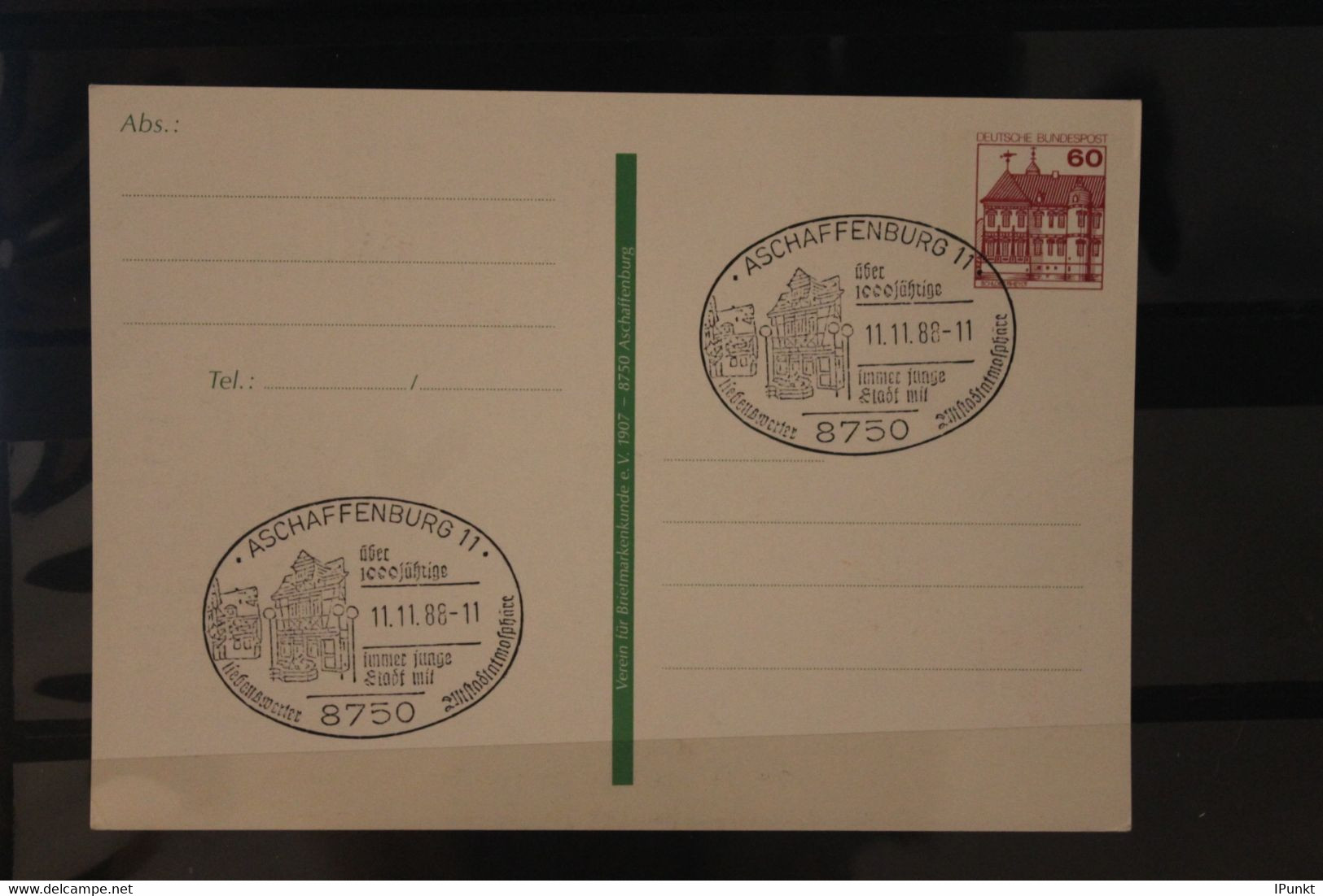 Deutschland, Ganzsache, Sonderstempel Aschaffenburg, Wertstempel BuS 60 Pf. - Cartes Postales Privées - Oblitérées