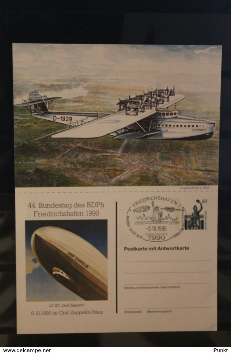 Deutschland, Postkarte Mit Antwortkarte: LZ 127 "Graf Zeppelin, DO X; Sonderstempel Friedrichshafen - Privatpostkarten - Gebraucht