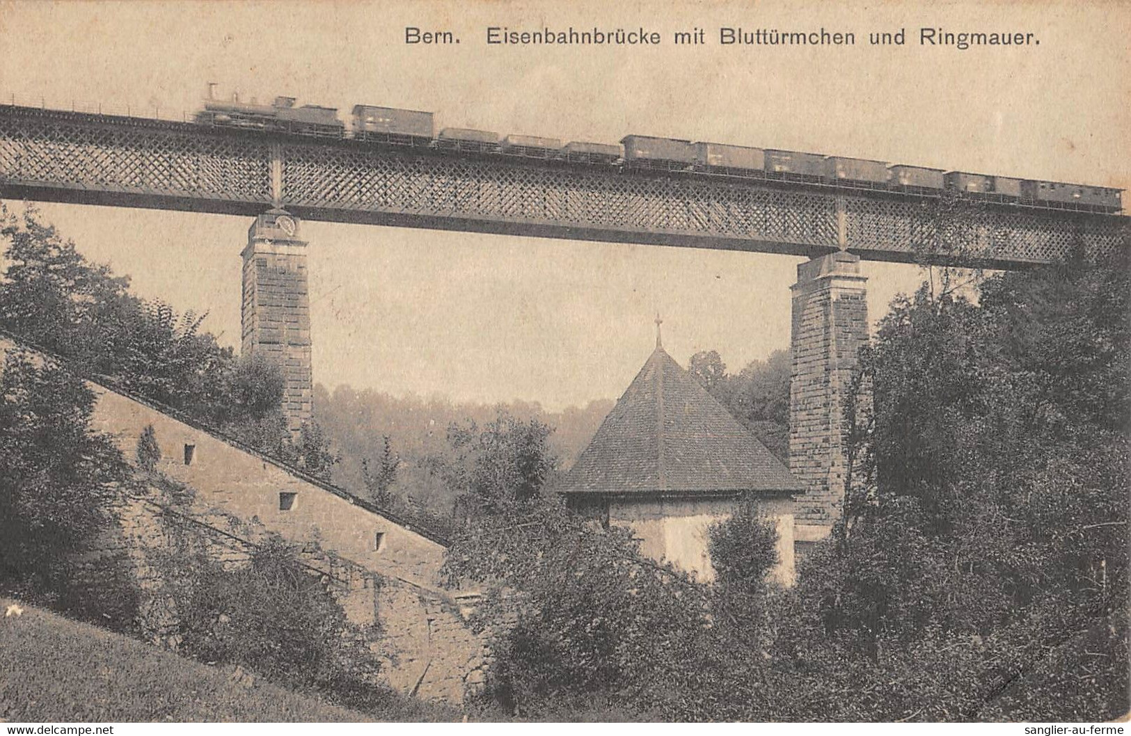 CPA SUISSE BERN EISENBAHNBRUCKE MIT BLUTTURMCHEN UND RINGMAUER - Bern