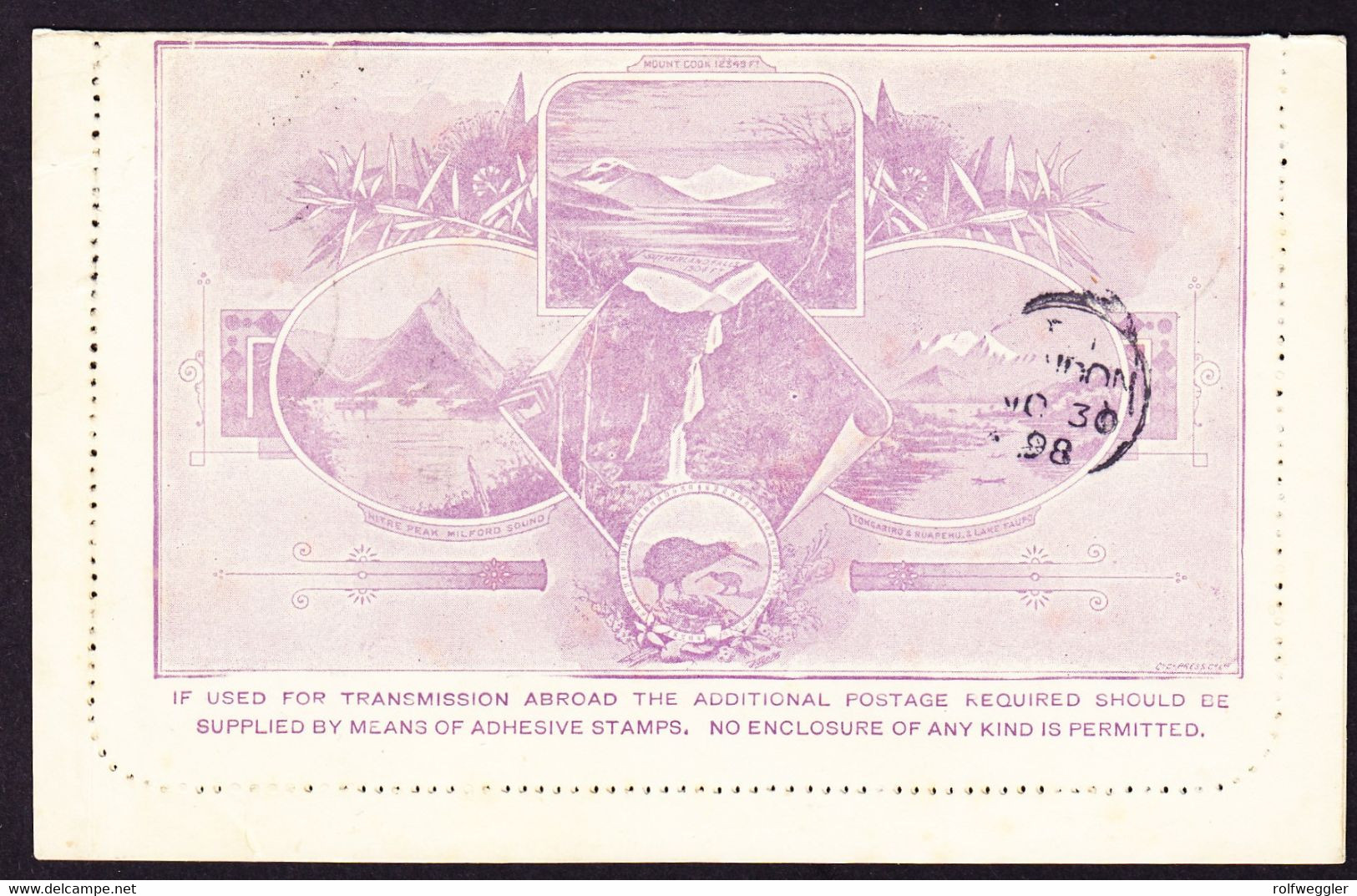 1898 Lettercard Mit Zusatzfrankatur Aus Auckland Nach Wangen über London Gelaufen. - Cartas & Documentos