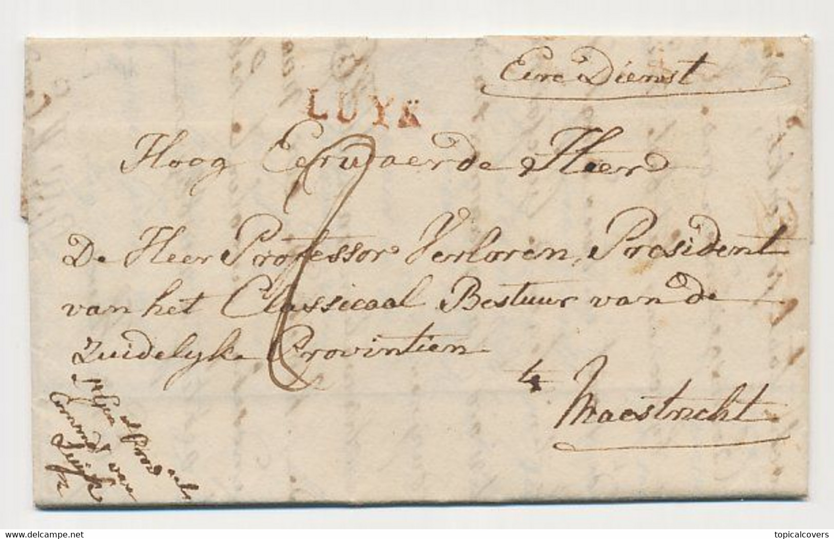 Complete Folded Letter Luyk Belgium - Maastricht The Netherlands 1817 - Eere Dienst - 1815-1830 (Hollandse Tijd)
