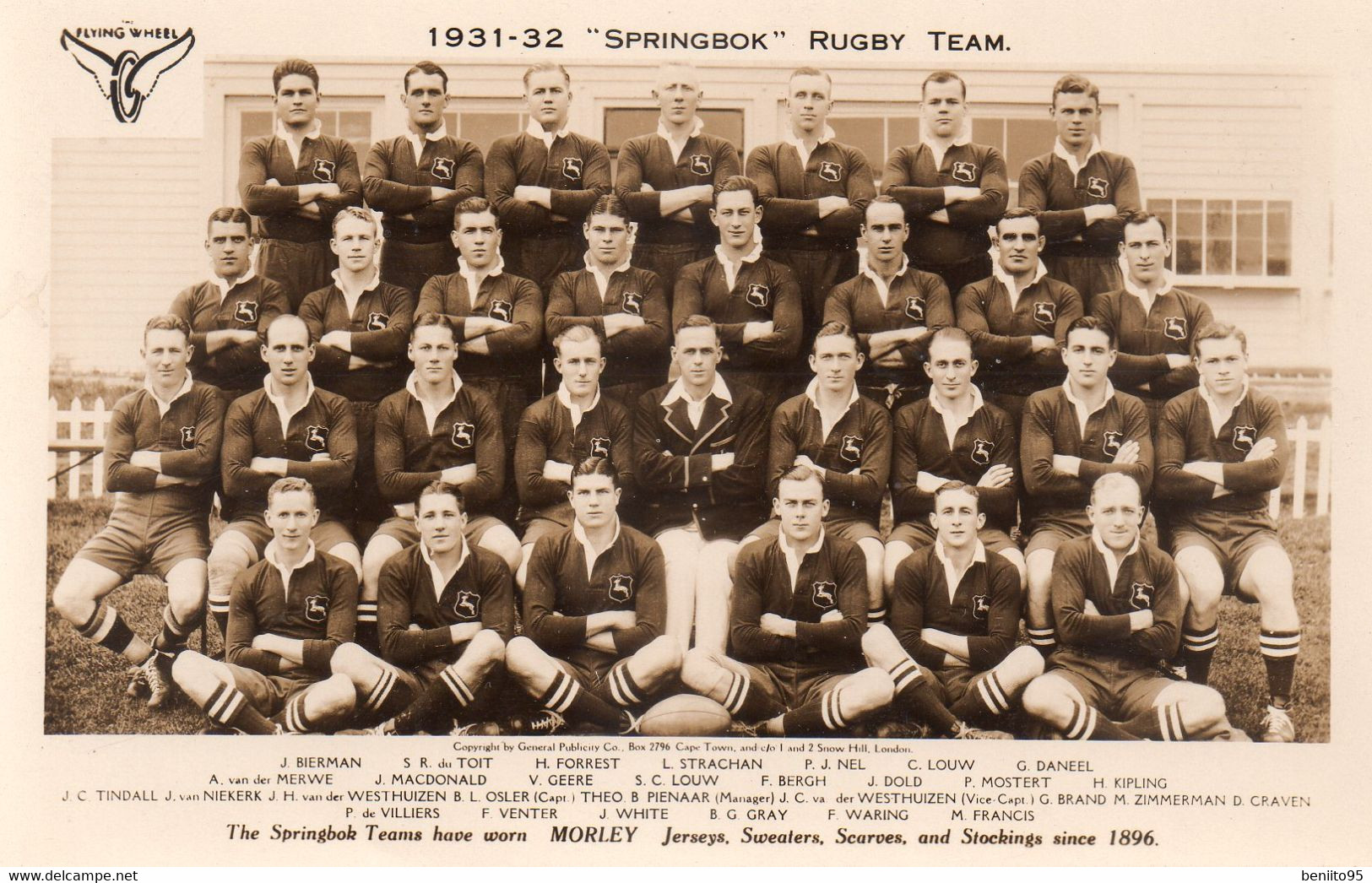 CPA De L'équipe De Rugby Des "SPRINGBOK" 1931-32. - Rugby