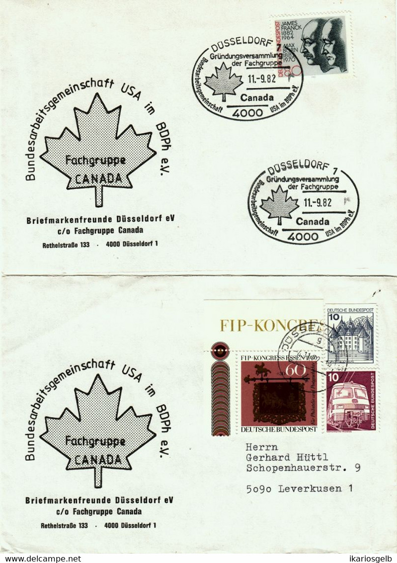 CANADA Canadiana 1982 2x Brief Deco Marken-frankiert ARGE Kanada Düsseldorf > Cto / Leverkusen - Plaatfouten En Curiosa