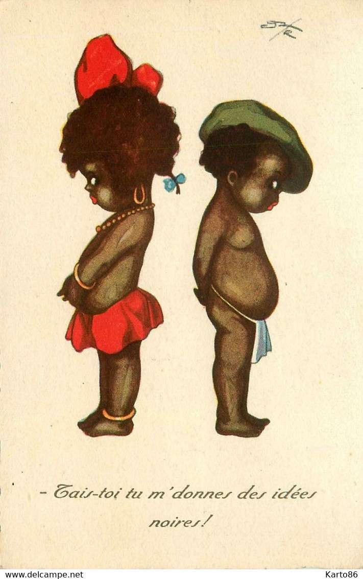 Négritude * CPA Illustrateur * Enfants Nègres Noir Black Nègre * ... Idées Noires ! - Afrique