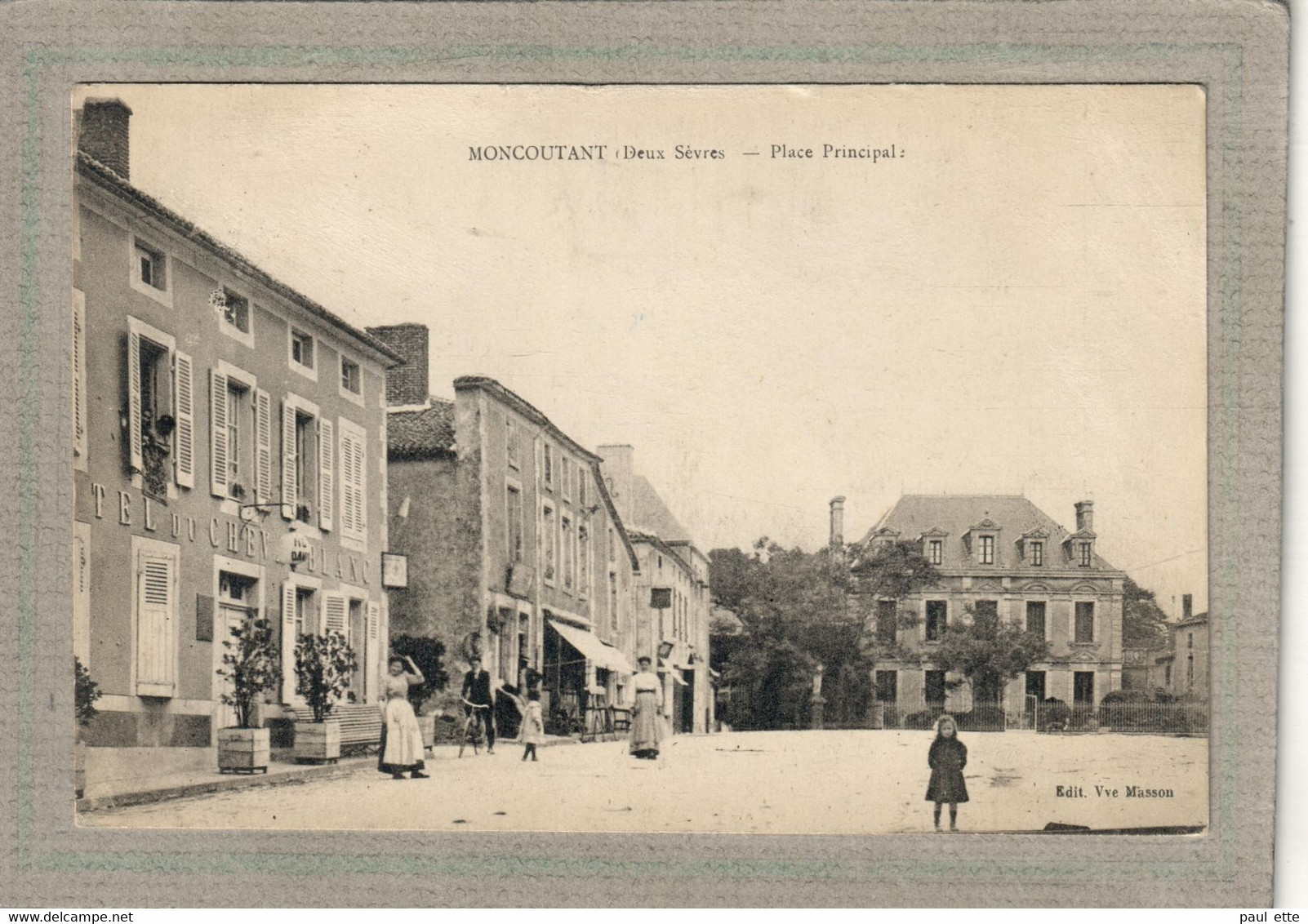 CPA - (79) MONCOUTANT - Aspect De L'Hôtel Du Cheval Blanc Sur La Place Principale  En 1920 - Moncoutant
