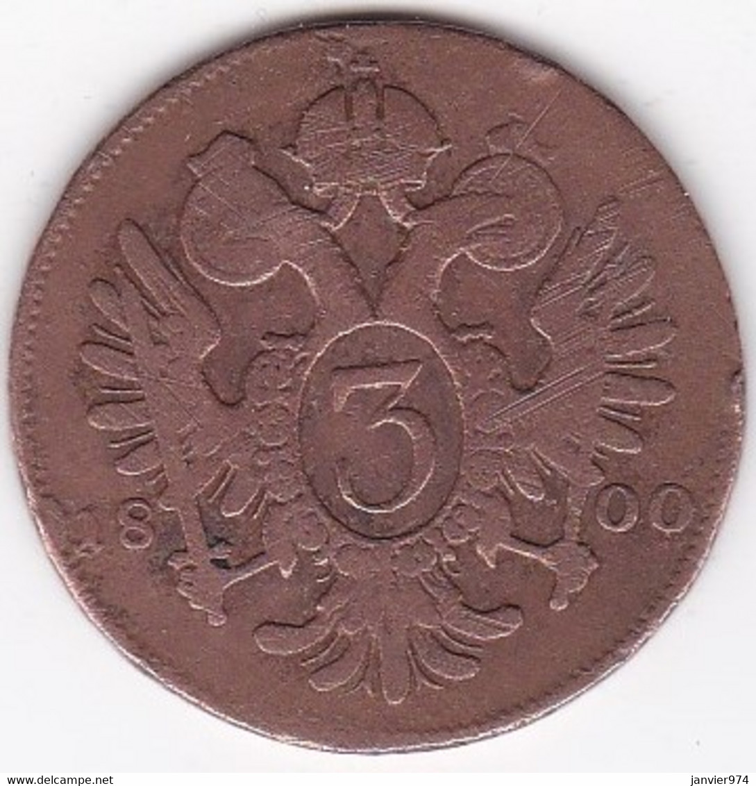 Autriche 3 Kreuzer 1800 C Prague, Francois II, En Cuivre , KM# 2115 - Austria