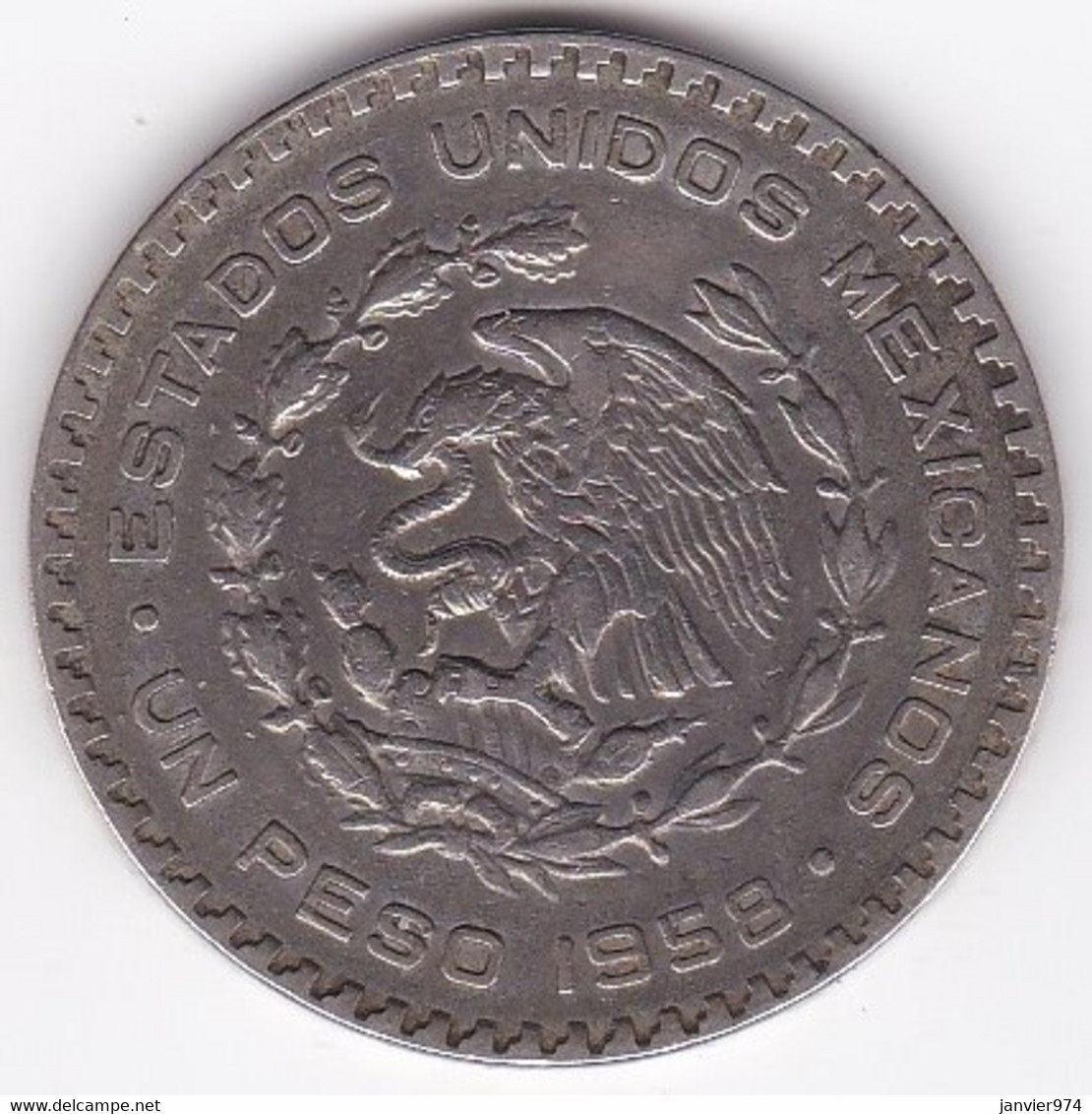 Mexique 1 Peso 1958, José María Morelos Y Pavón, En Argent, KM# 459 - Mexico