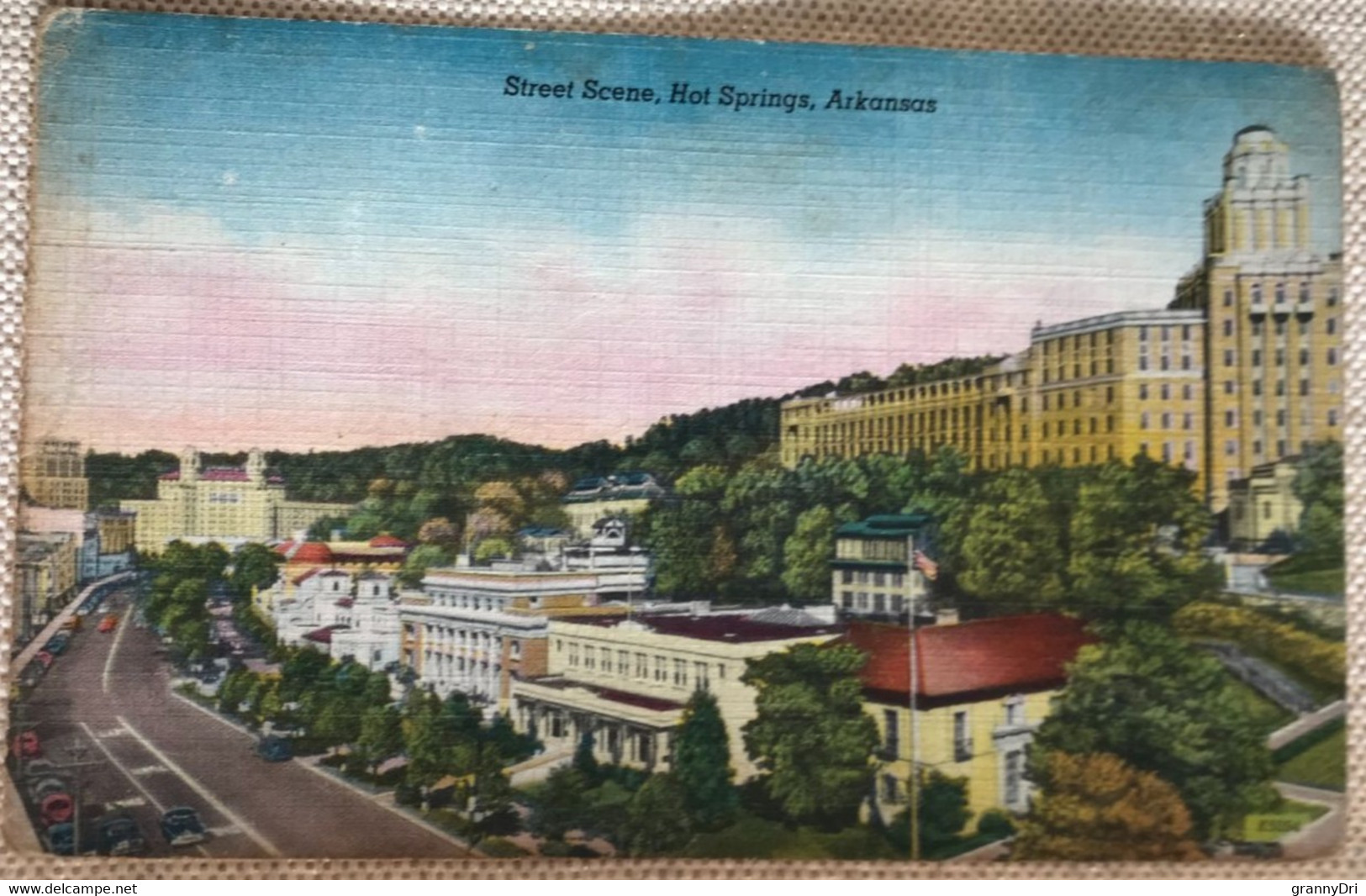 Usa Hot Springs Street Scene Building Drapeau Americain Maisons Autos - Hot Springs