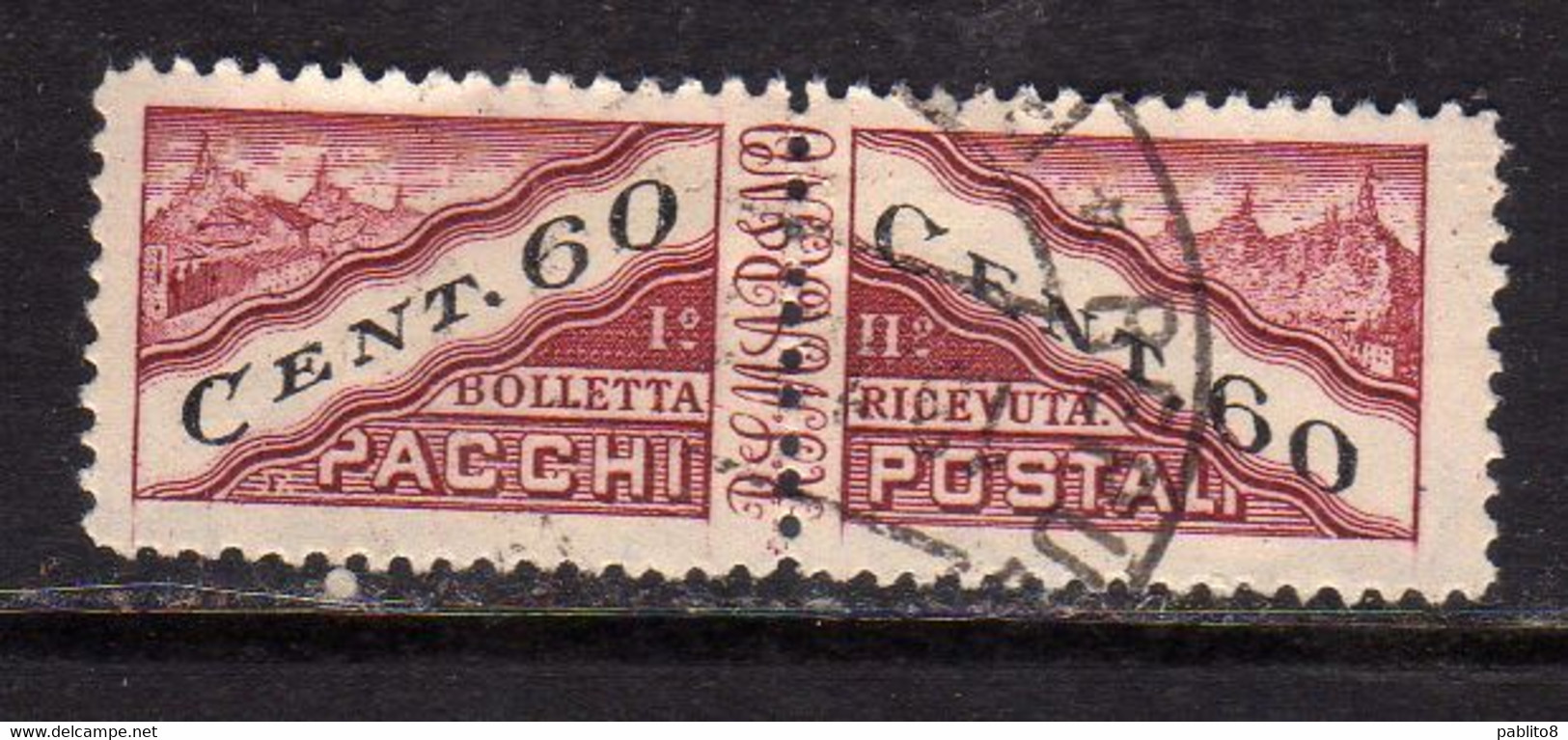 REPUBBLICA DI SAN MARINO 1945 PACCHI POSTALI PARCEL POST CENT. 60c USATO USED OBLITERE' - Parcel Post Stamps