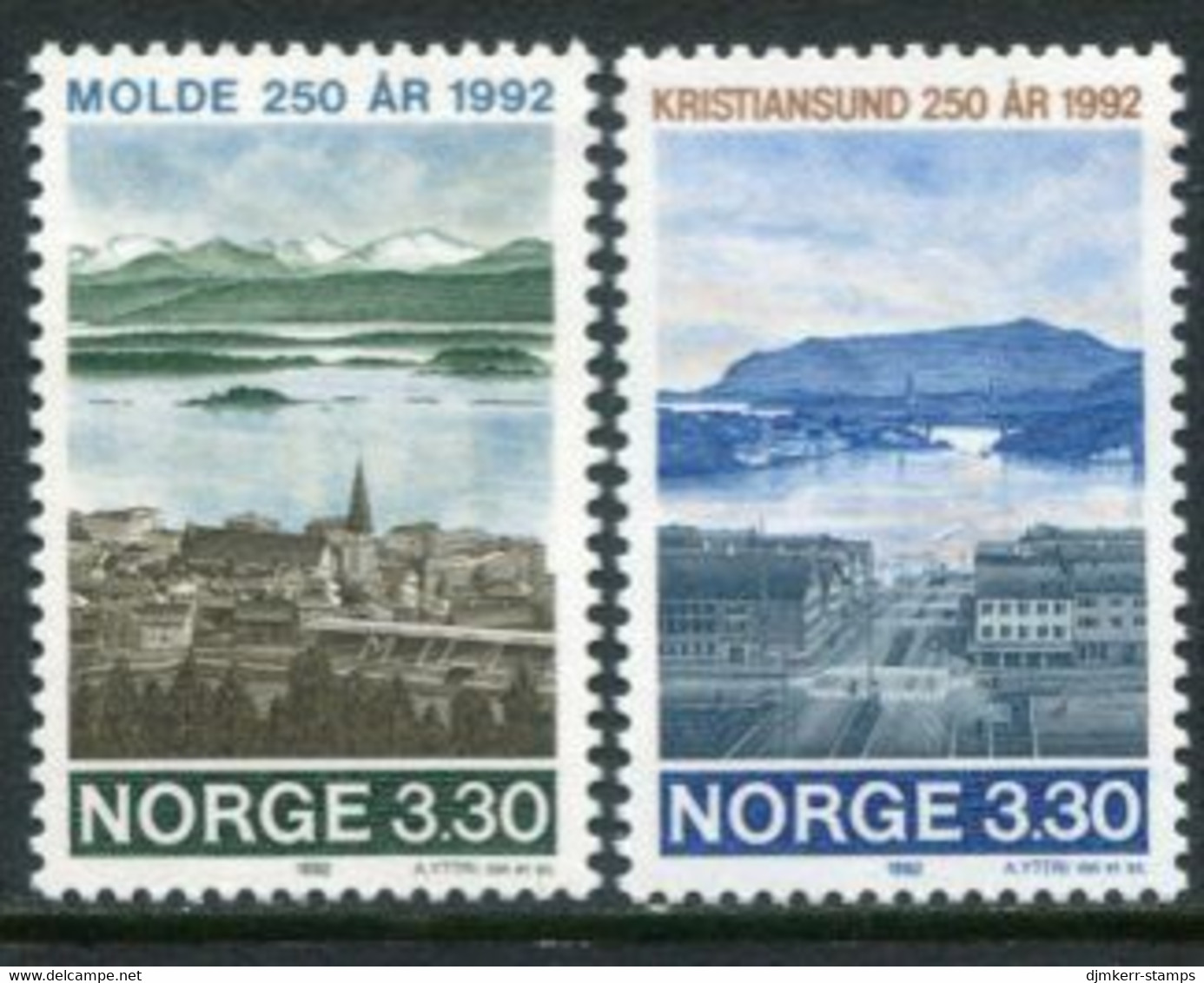 NORWAY 1992 Molde And Kristiansound Anniversaries MNH / **.   Michel 1098-99 - Unused Stamps