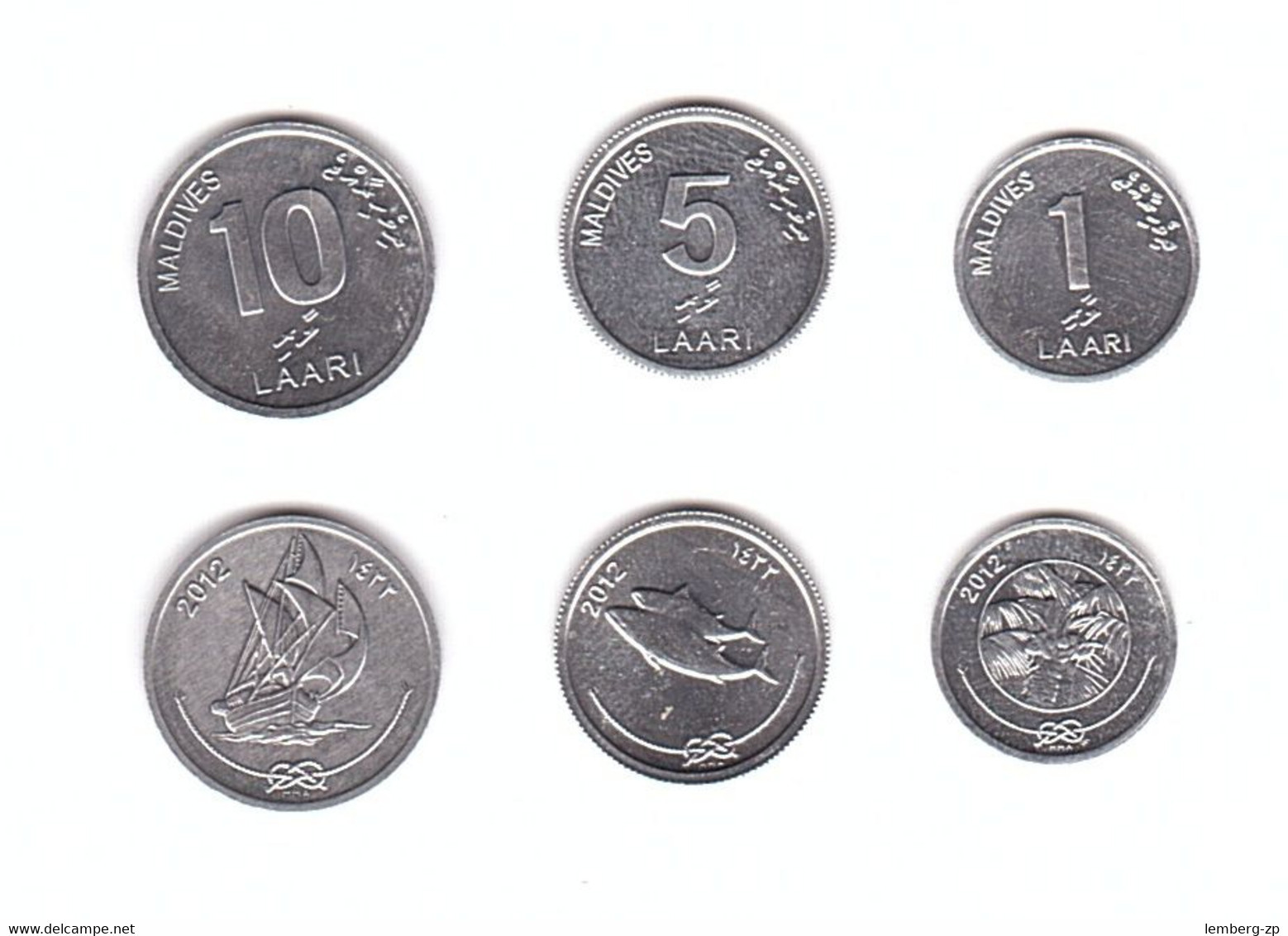 Maldives - Set 3 Coins 1 5 10 Laari 2012 UNC Lemberg-Zp - Malediven
