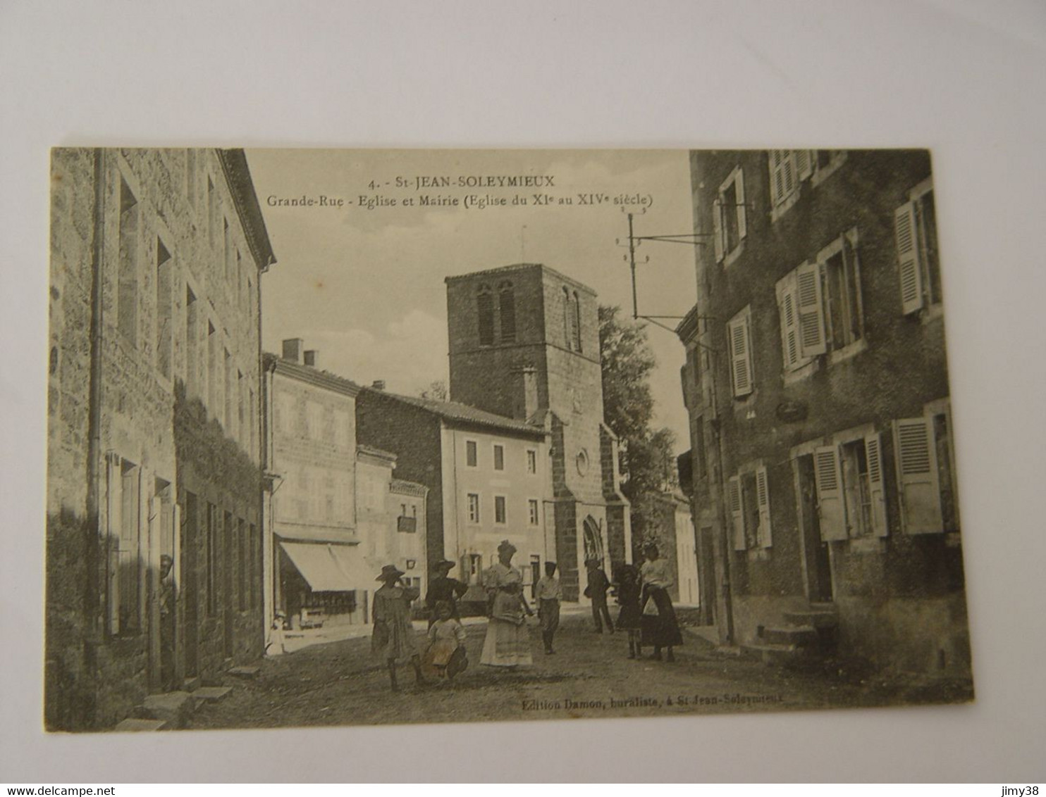 LOIRE-SAINT JEAN SOLEYMIEUX-GRANDE RUE EGLISE ET MAIRIE ED DAMON ANIMEE - Saint Jean Soleymieux