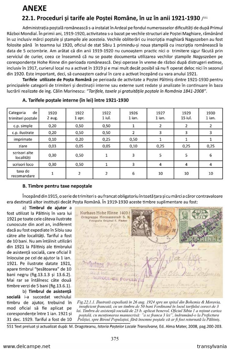 Mircea Dragoteanu (2020) - Hohe Rinne History Of The Resort And Local Post In 1919-1930, FEPA Awarded Book - Emissions Locales