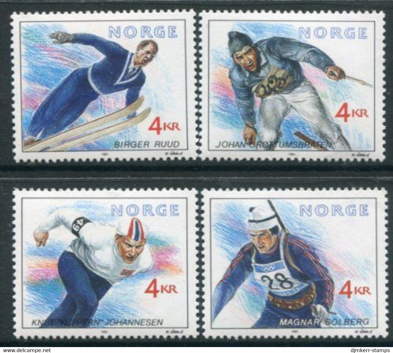 NORWAY 1991 Winter Olympic Games 1994: Norwegian Medal Winners Singles Block MNH / **.   Michel 1074-77 - Unused Stamps