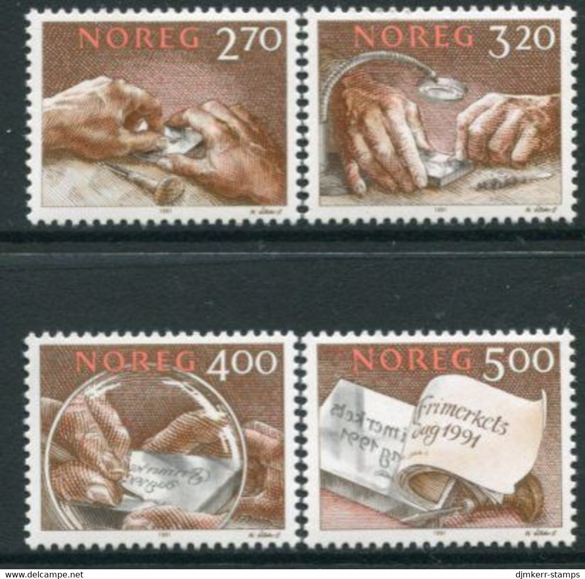 NORWAY 1991 Stamp Day Singles Ex Block MNH / **.   Michel 1070-73 - Nuevos