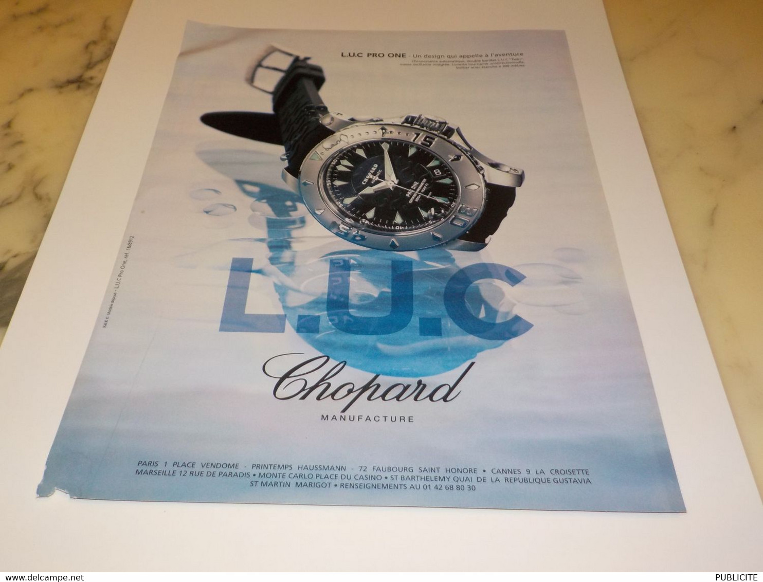 ANCIENNE PUBLICITE L U C PRO ONE   MONTRE  CHOPARD 2003 - Autres & Non Classés