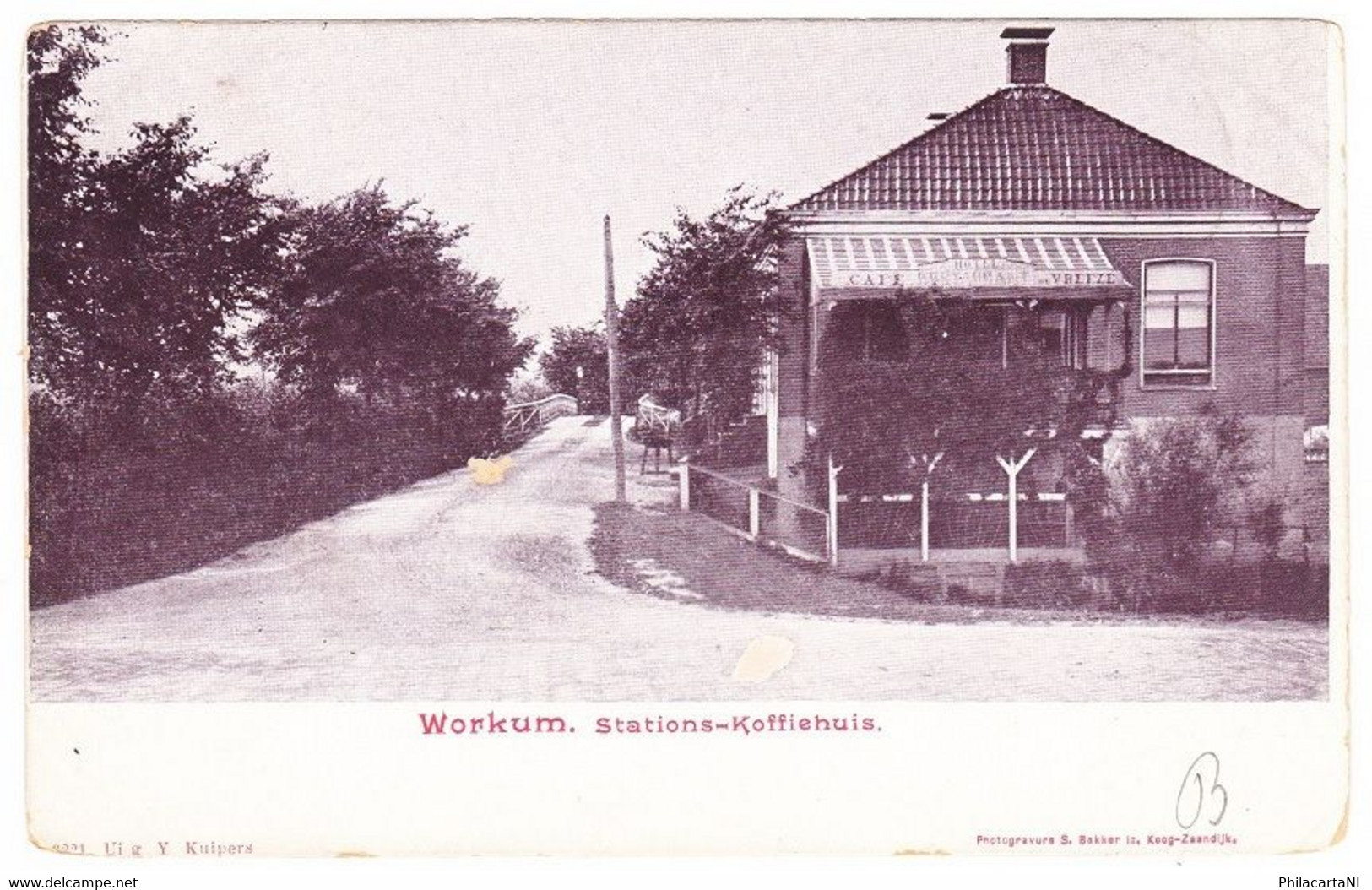 Workum - Stations-Koffiehuis / Cafe De Vreeze - 1902 - Workum