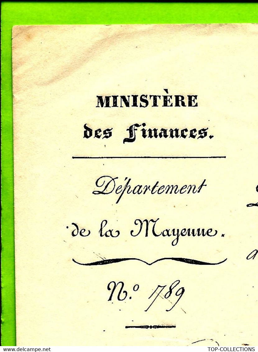 TRESOR ROYAL DEPARTEMENT DE LA MAYENNE 1834 LE RECEVEUR GENERAL DES FINANCES => FORGES DE PORT BRILLET Laval - Documents Historiques