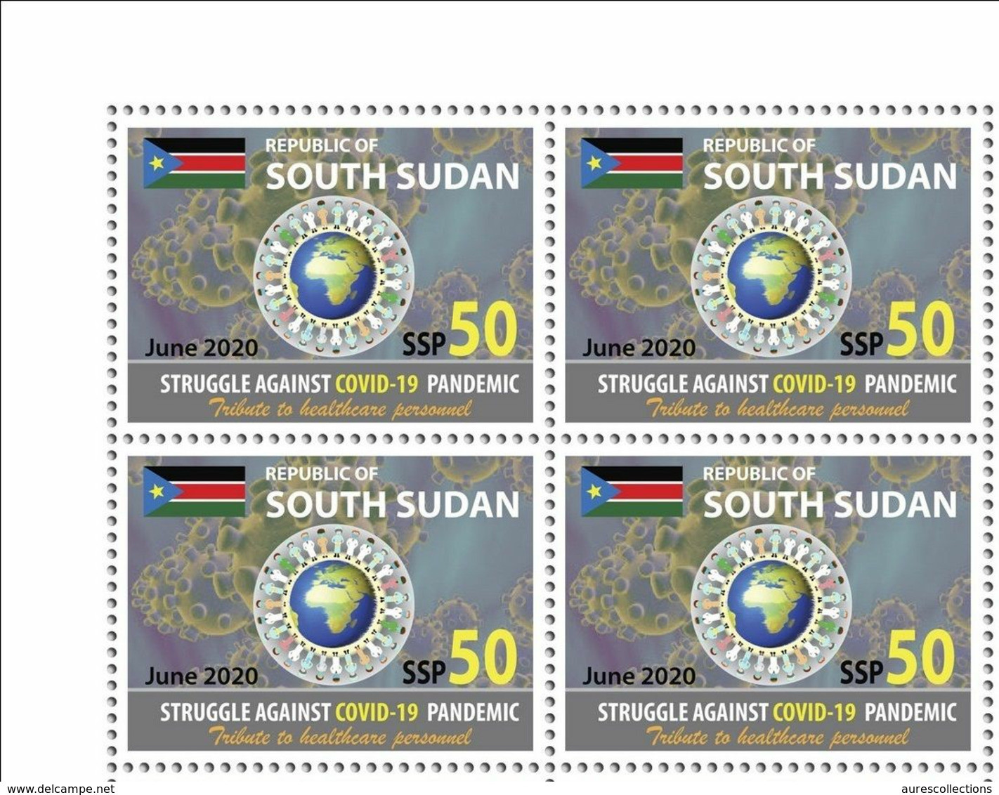 SOUTH SUDAN 2020 - SET OF BLOCKS OF 4 - JOINT ISSUE - COVID-19 PANDEMIC PANDEMIE CORONA CORONAVIRUS - EXTREMLY RARE MNH - South Sudan