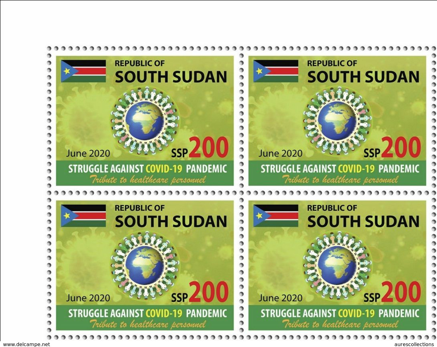 SOUTH SUDAN 2020 - SET OF BLOCKS OF 4 - JOINT ISSUE - COVID-19 PANDEMIC PANDEMIE CORONA CORONAVIRUS - EXTREMLY RARE MNH - Sudán Del Sur