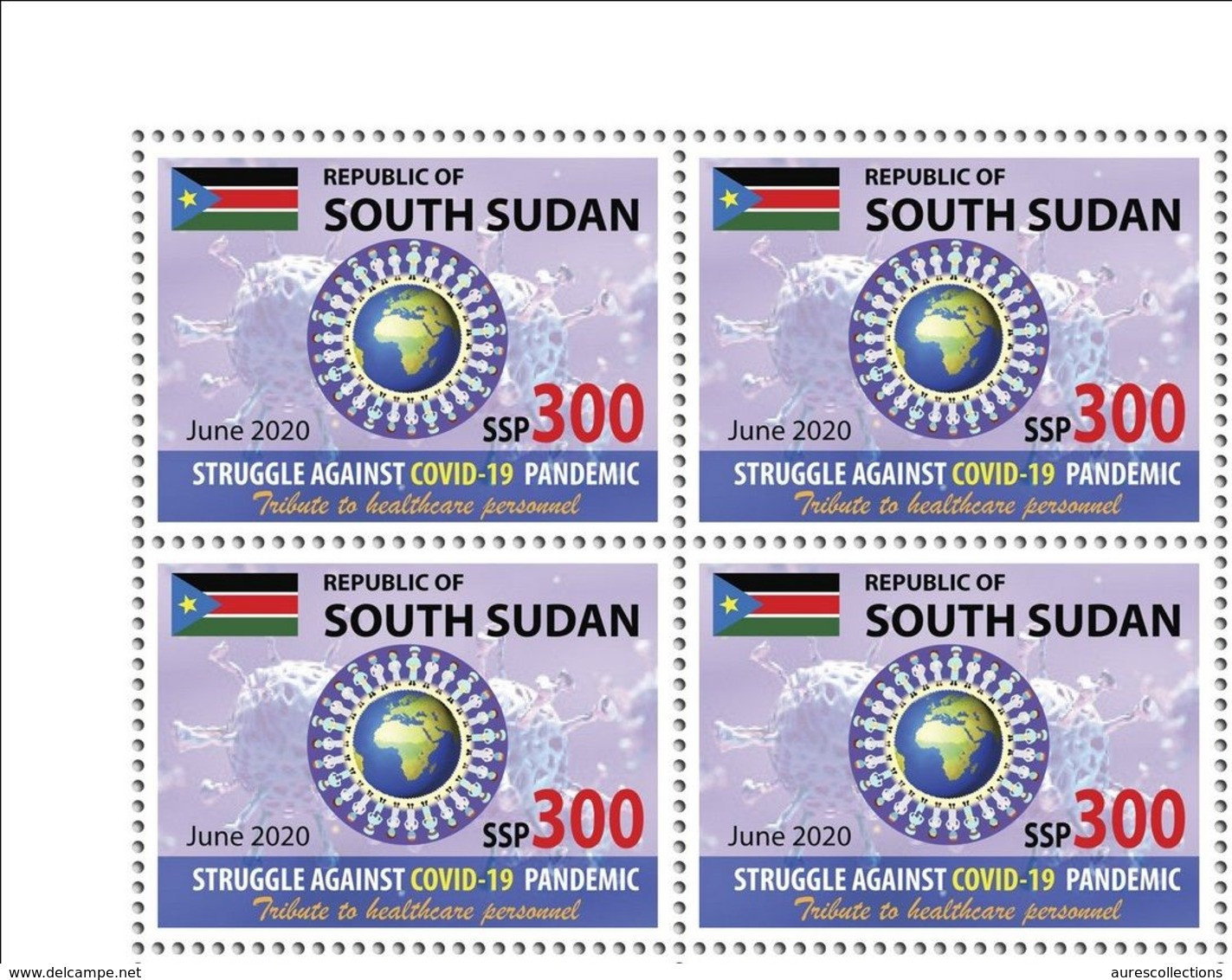 SOUTH SUDAN 2020 - SET OF BLOCKS OF 4 - JOINT ISSUE - COVID-19 PANDEMIC PANDEMIE CORONA CORONAVIRUS - EXTREMLY RARE MNH - South Sudan