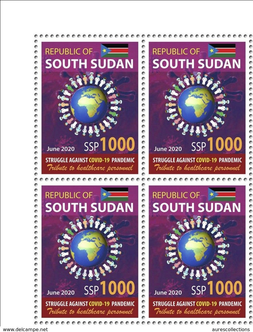 SOUTH SUDAN 2020 - SET OF BLOCKS OF 4 - JOINT ISSUE - COVID-19 PANDEMIC PANDEMIE CORONA CORONAVIRUS - EXTREMLY RARE MNH