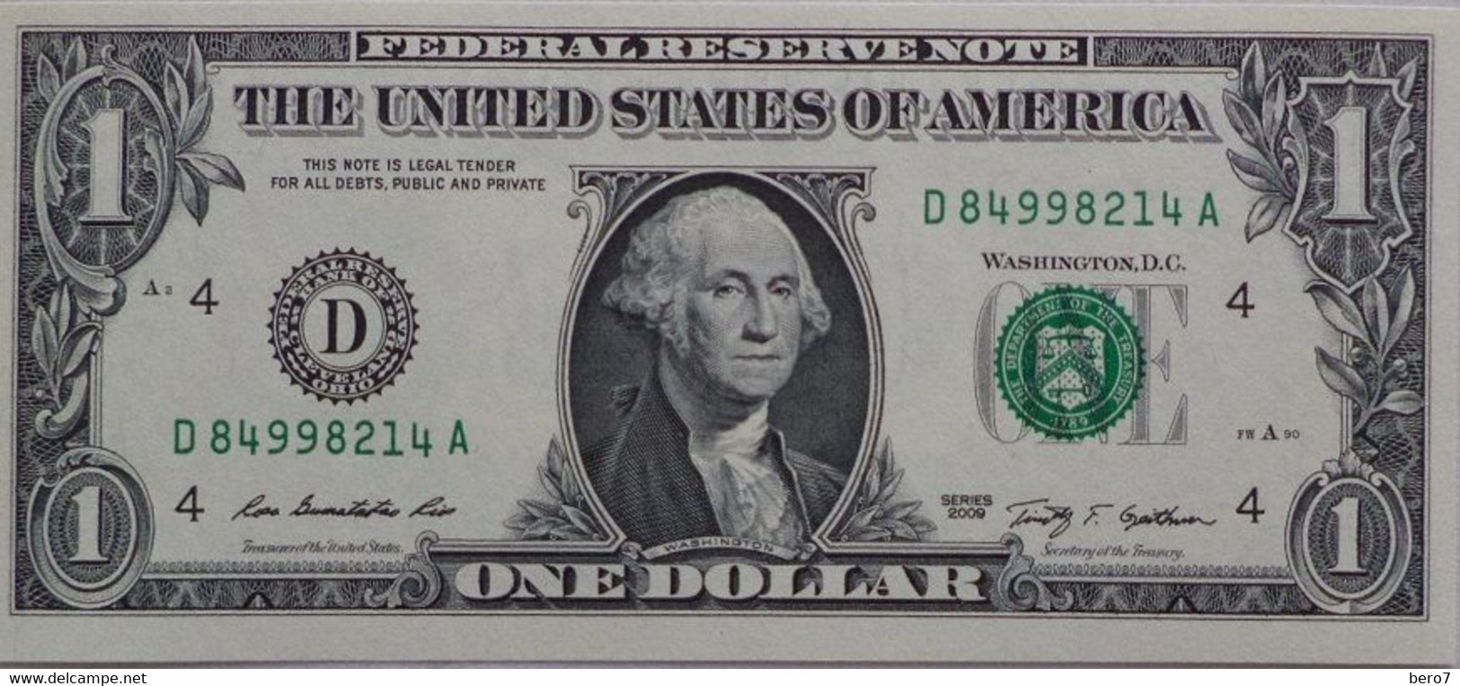 USA - United States Of America - 1 Dollar Bill  2009 "D" Cleveland UNC - Biljetten Van De  Federal Reserve (1928-...)
