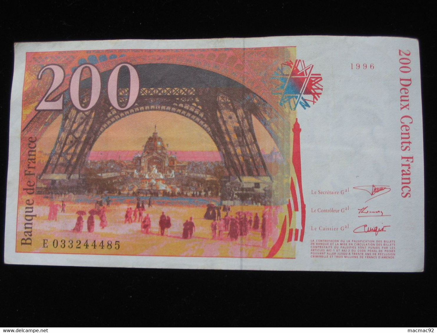 200 Deux Cents Francs - EIFFEL - 1996   **** EN ACHAT IMMEDIAT **** - 200 F 1995-1999 ''Eiffel''