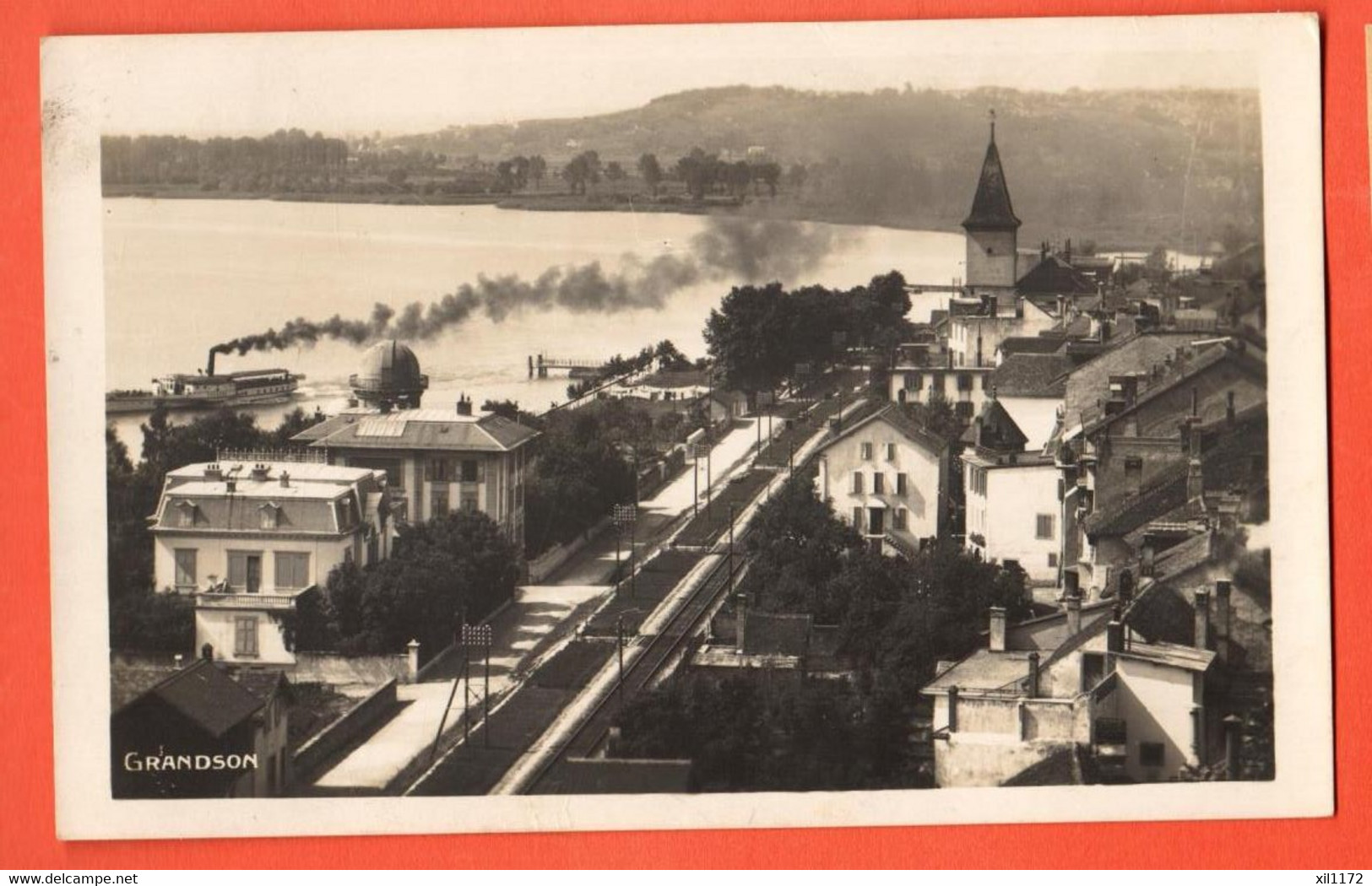 DAP-13 Grandson Route Principale Bateau Sur Le Lac De Neuchâtel.  Circulé 1929  Dériaz 5582 - Grandson