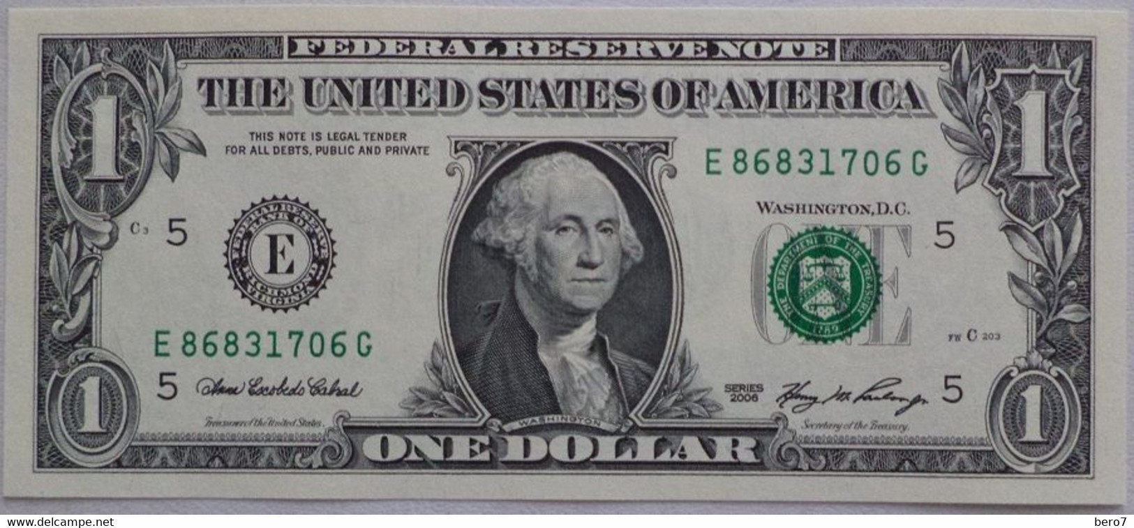 USA - United States Of America - 1 Dollar Bill  2006 "E" Richmond -  UNC - Biljetten Van De  Federal Reserve (1928-...)