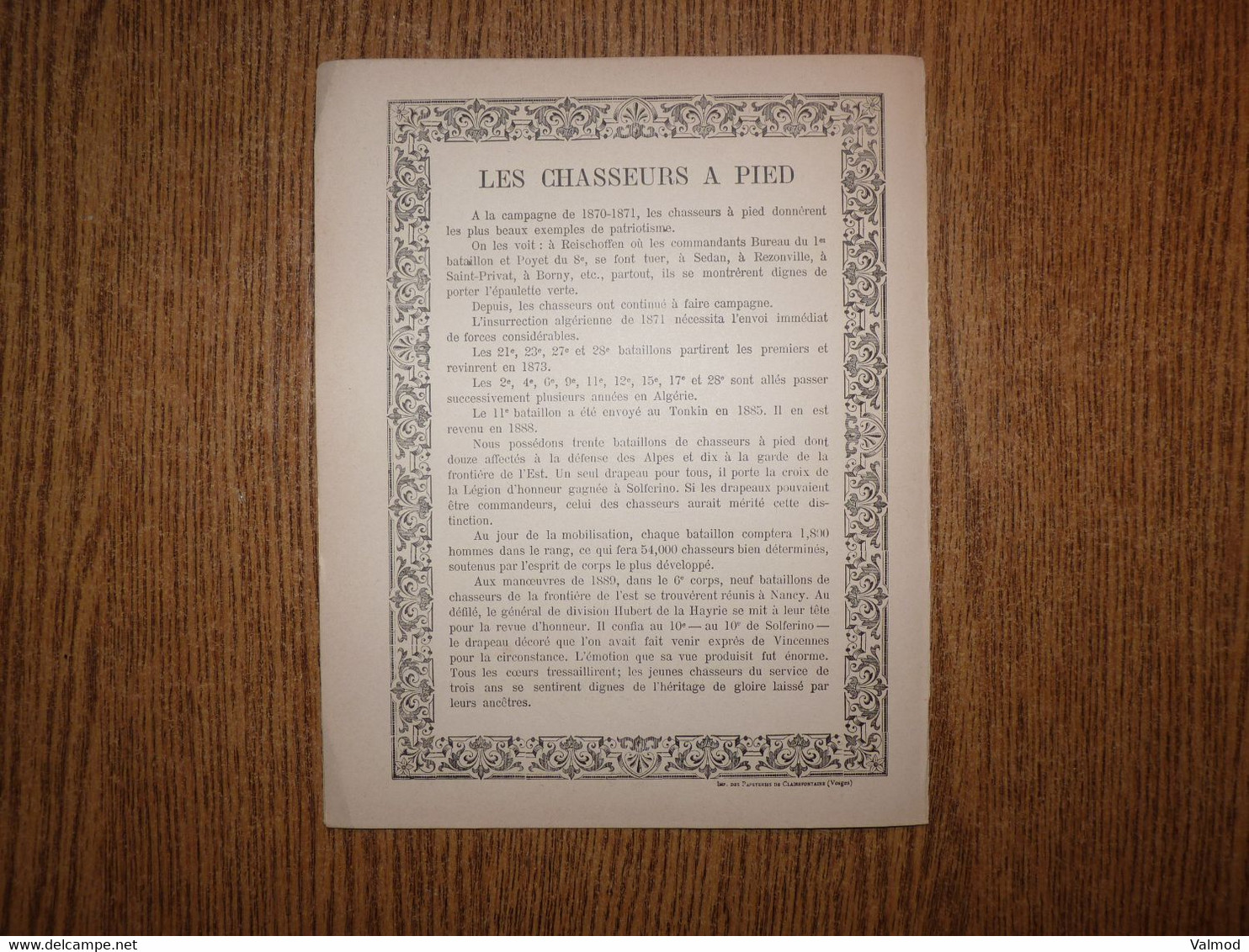 Protège-Cahier/Couverture "Chasseurs à Pied (L'Inspection)"-Voir Détails Sur Photos - Format Plié 22,8 X 18 Cm Environ. - Protège-cahiers