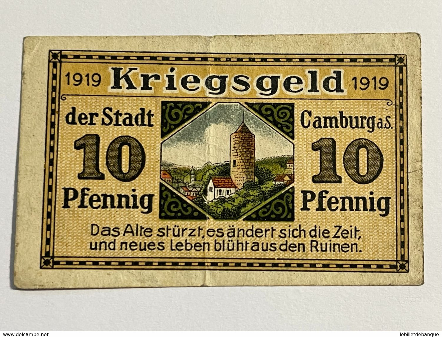 Allemagne Notgeld Camburg 10 Pfennig - Collections