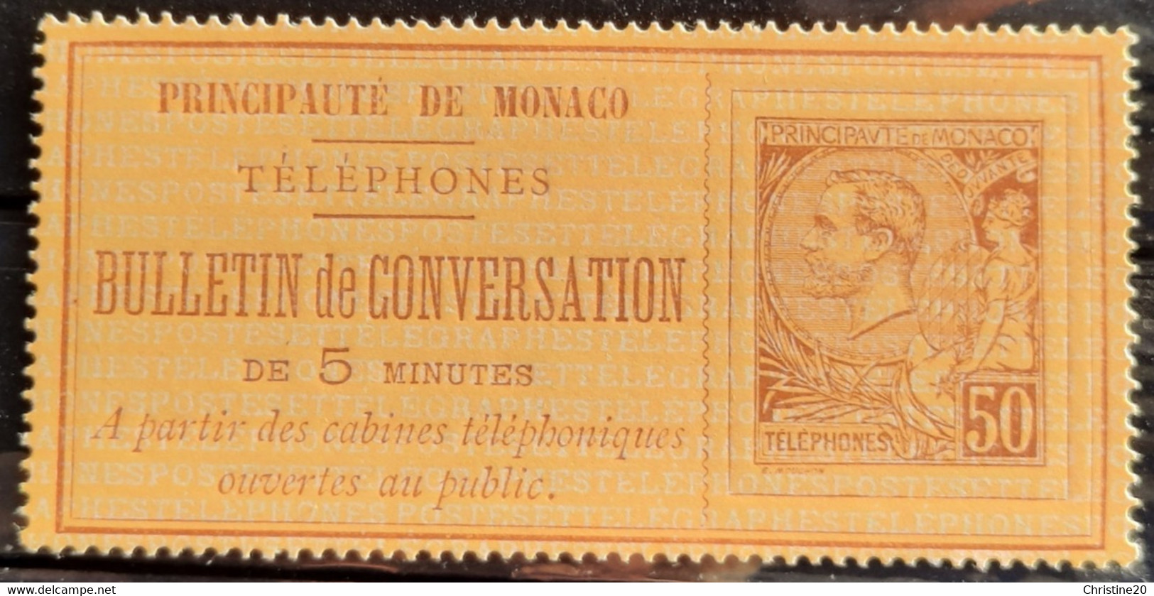 Monaco 1886 Timbre Téléphone N°1 TB Cote 575€ - Teléfono