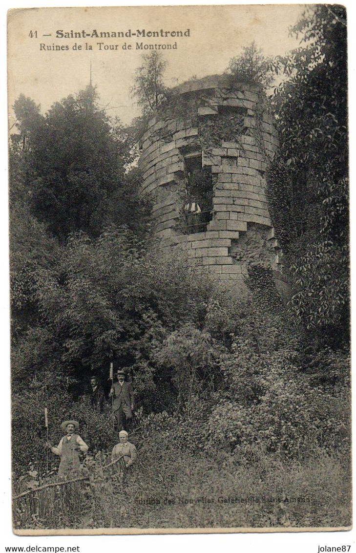 CPA    18    SAINT AMAND MONTROND   1909     RUINES DE LA TOUR DE MONTROND    ANIMEE - Saint-Amand-Montrond