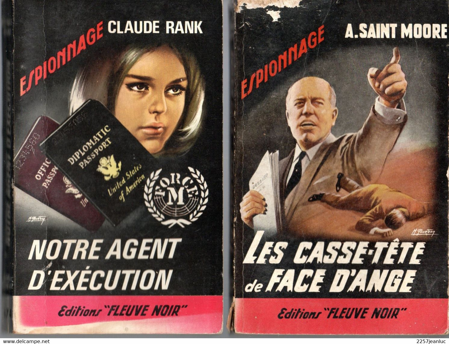 Lot 2: Collection '' Espionnage `` De 1962/65 * Les Casse - Tête De Face D'ange& Notre Agent D'exécution N: 316 & 474 * - Fleuve Noir