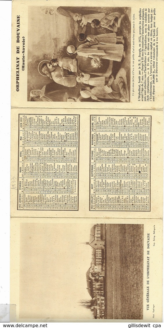 DOUVAINE - Orphelinat De Douvaine - PUB Avec Calendrier 1933 - Douvaine