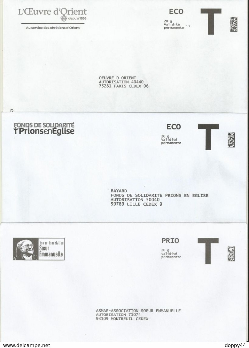 LOT 3 ENVELOPPES T GRAND MODELE. - Kaarten/Brieven Antwoorden T