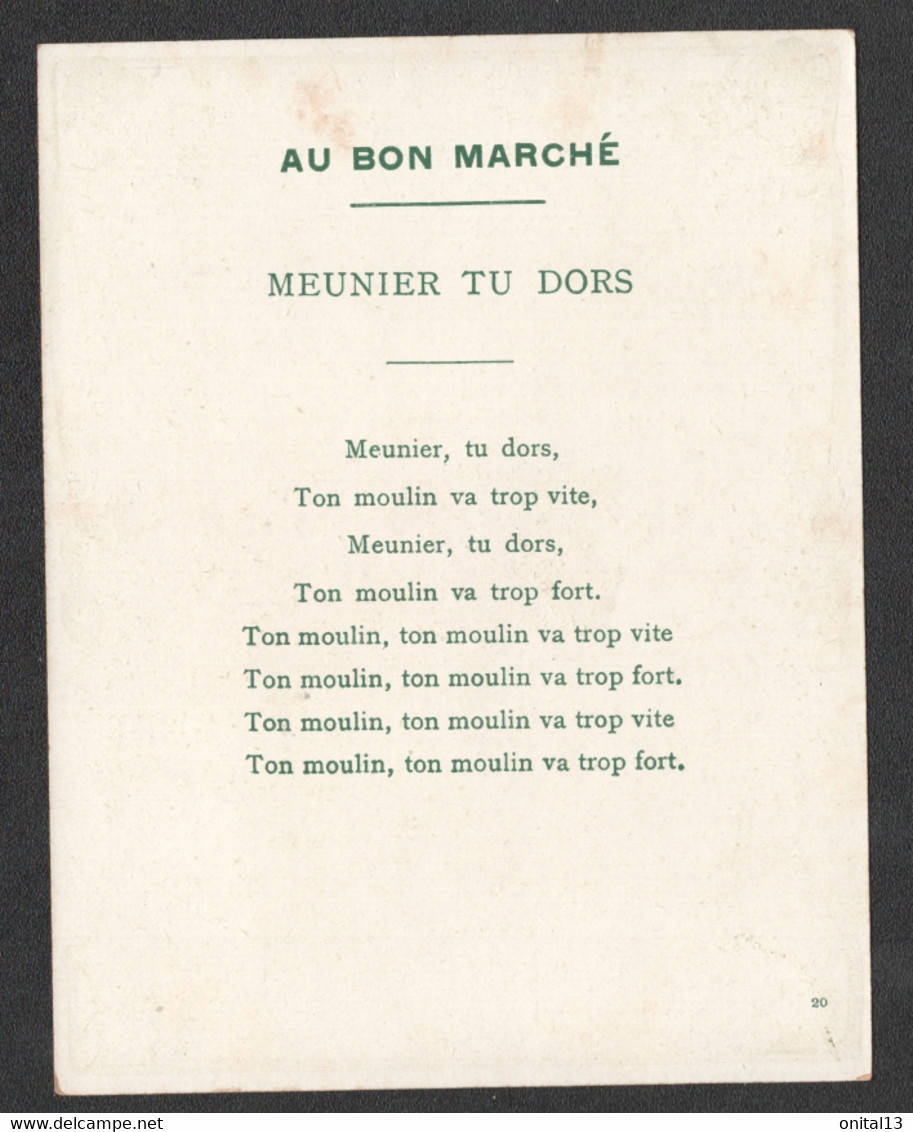 CHROMO PUB AU BON MARCHE /  MEUNIER TU DORS  / CHANSON ENFANTINE    D375 - Au Bon Marché