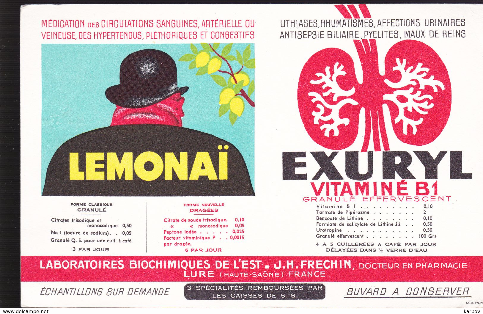 BUVARDS - LEMONAI - EXURYL - Produits Pharmaceutiques